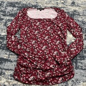 NWOT Maternity Floral Burgundy Women's Top